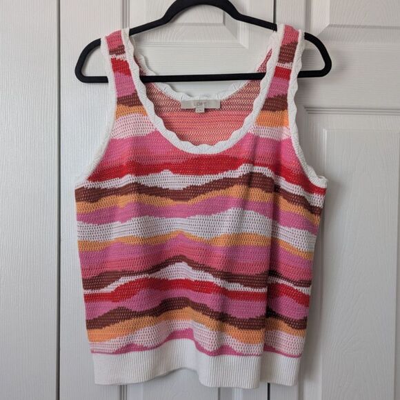 LOFT Wavy Stripe Scoop Neck Sweater Tank | Women’s Medium - Picture 2 of 5